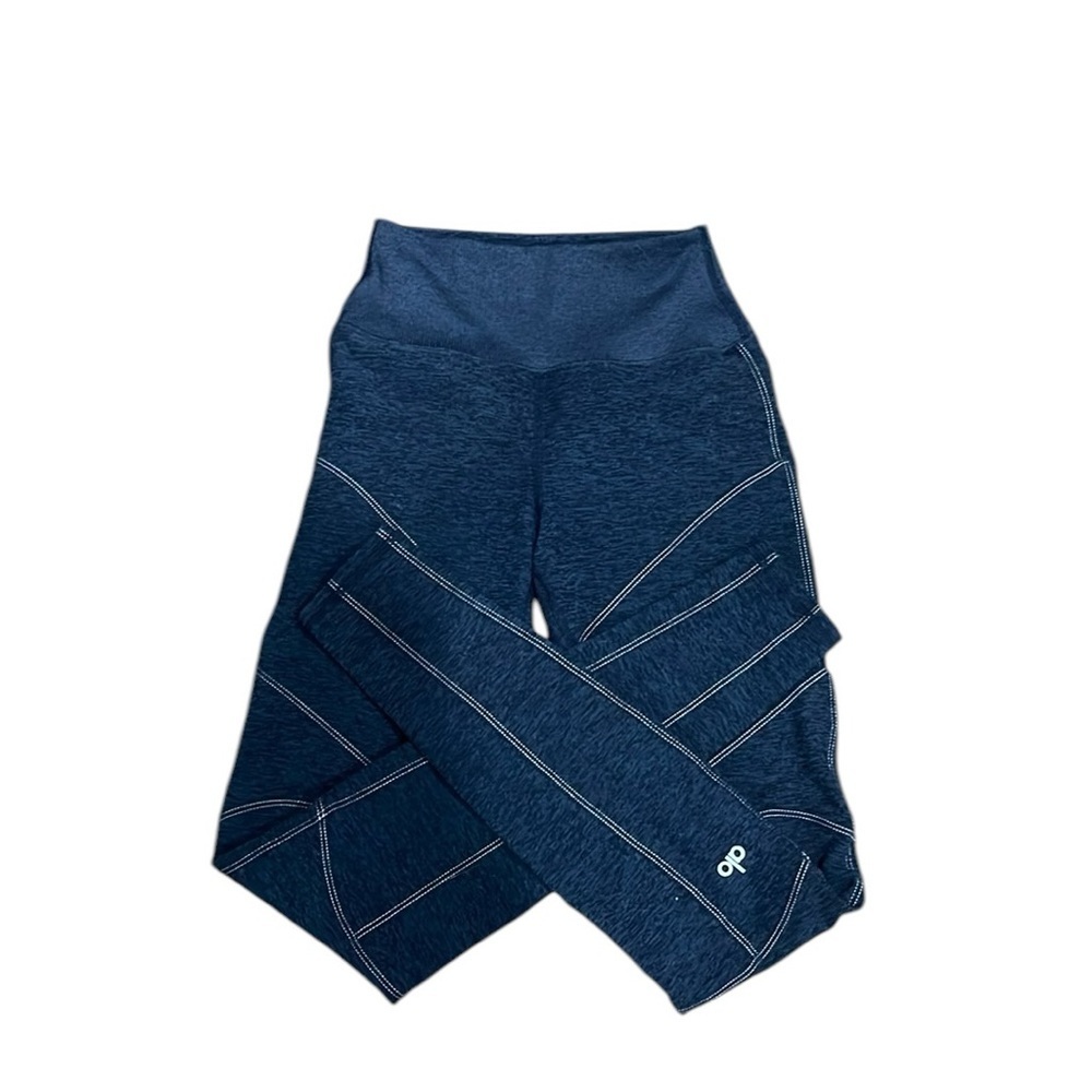 Alo Yoga Revel High Waist Leggings In Rich Navy Heather 82
